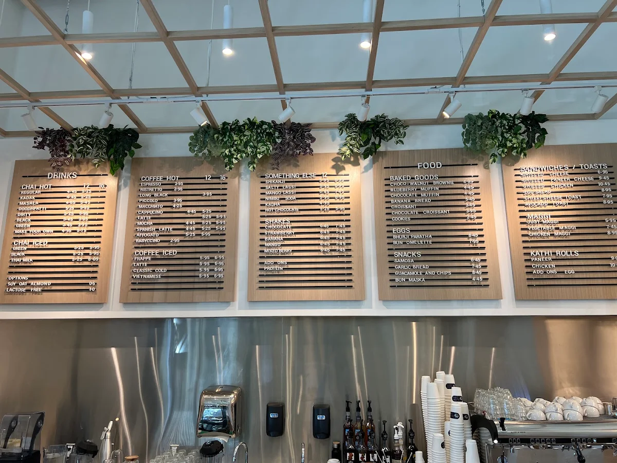 Menu, Chai Coffee Company