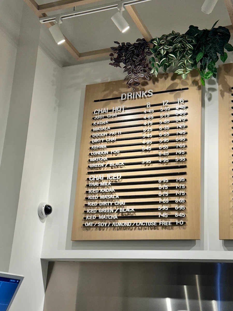 Menu, Chai Coffee Company