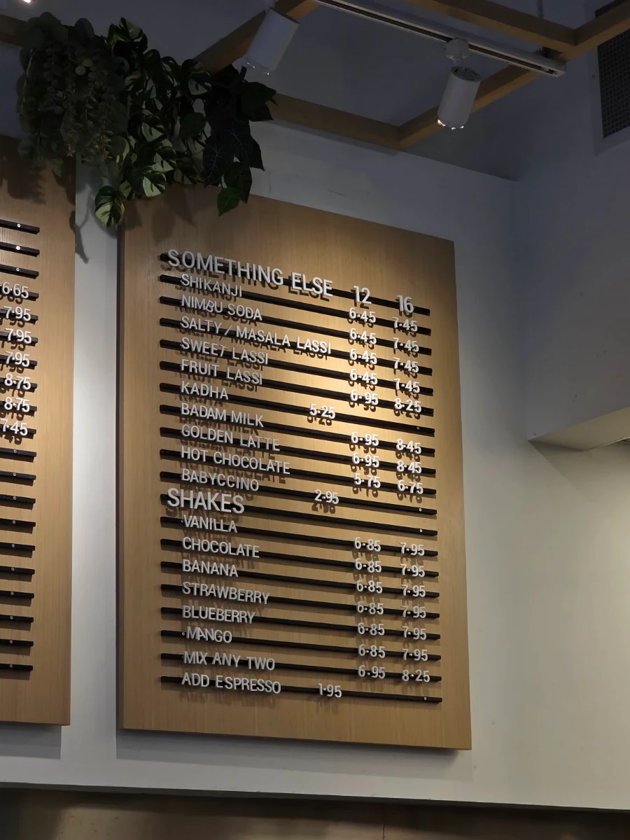 Menu, Chai Coffee Company