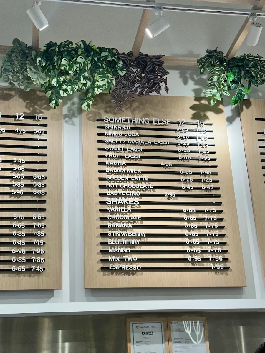 Menu, Chai Coffee Company