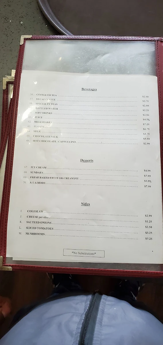 Menu, Basell’s Restaurant & Tavern