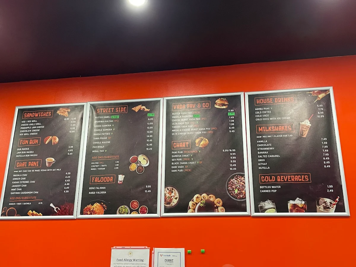 Menu, Mumbaiyaa Street Foods - Pure Vegetarian
