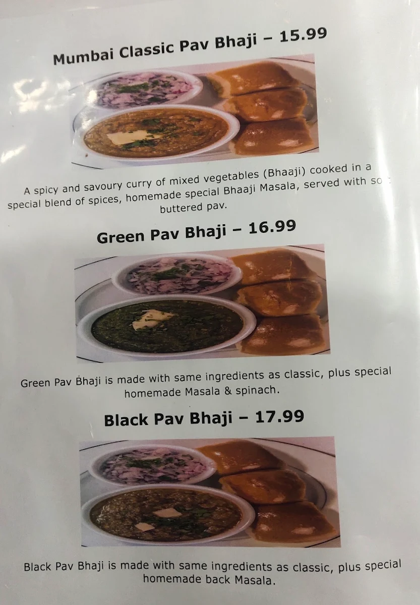 Menu, Mumbaiyaa Street Foods - Pure Vegetarian