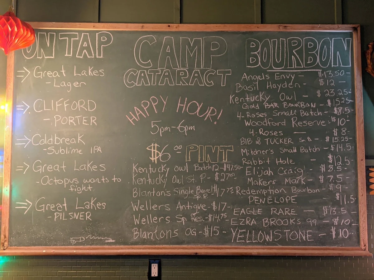 Menu, Camp Cataract