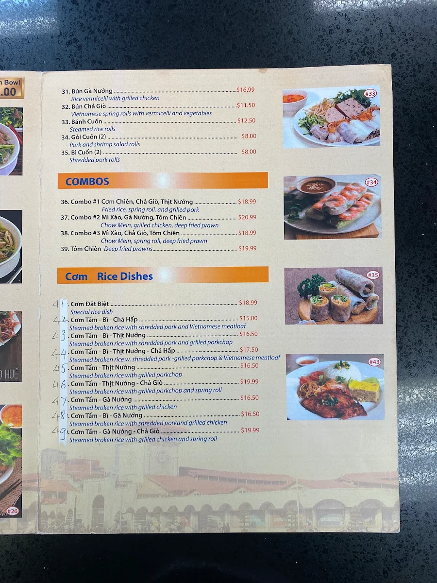 Menu, Pho Binh Minh