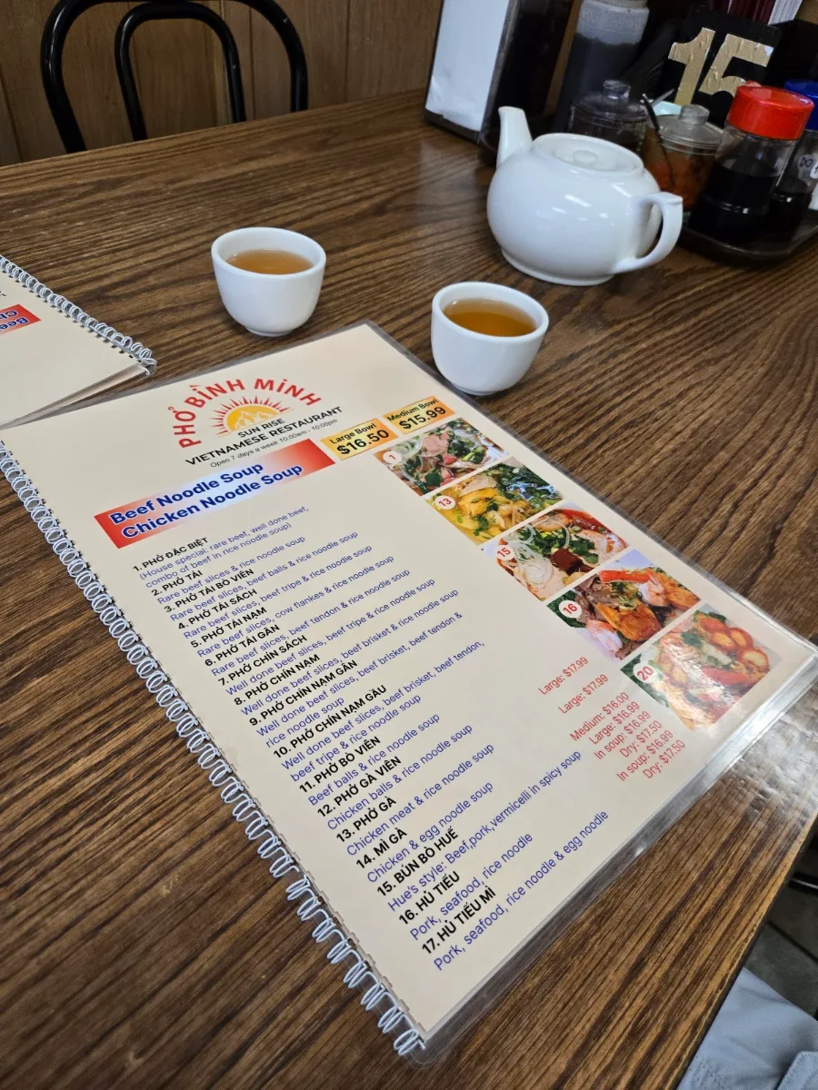 Menu, Pho Binh Minh