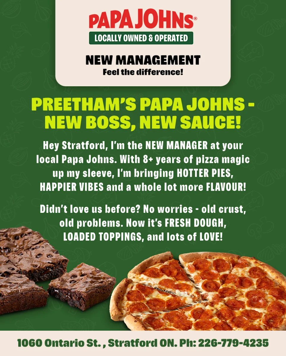 Menu, Papa Johns Pizza