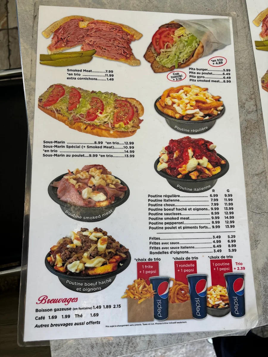 Menu, Quebeco