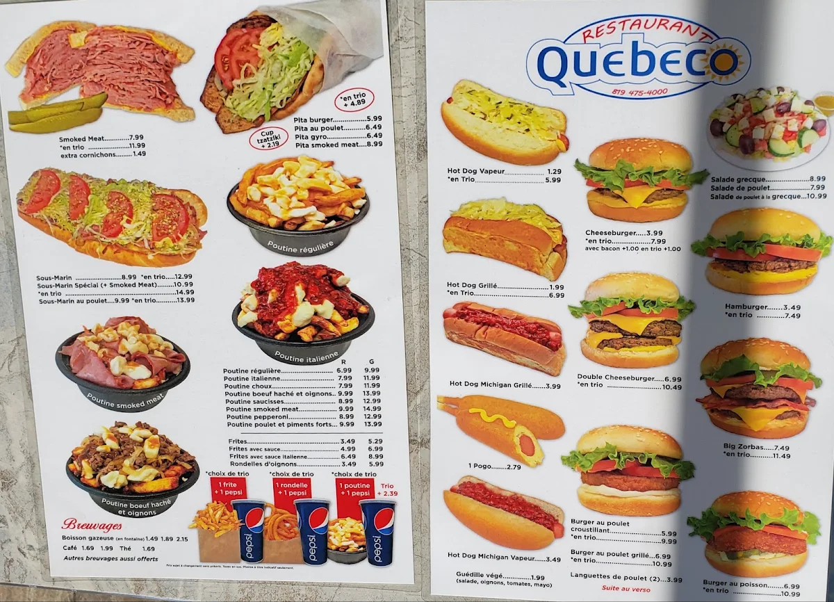 Menu, Quebeco