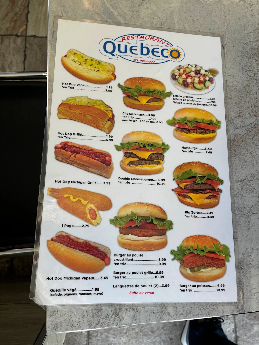 Menu, Quebeco