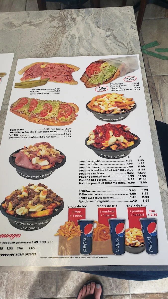 Menu, Quebeco