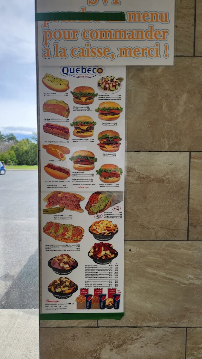 Menu, Quebeco