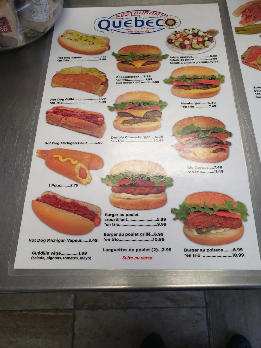 Menu, Quebeco