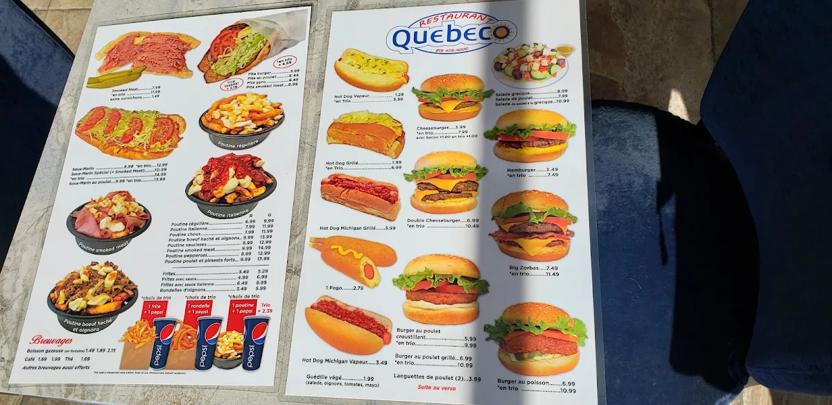 Menu, Quebeco