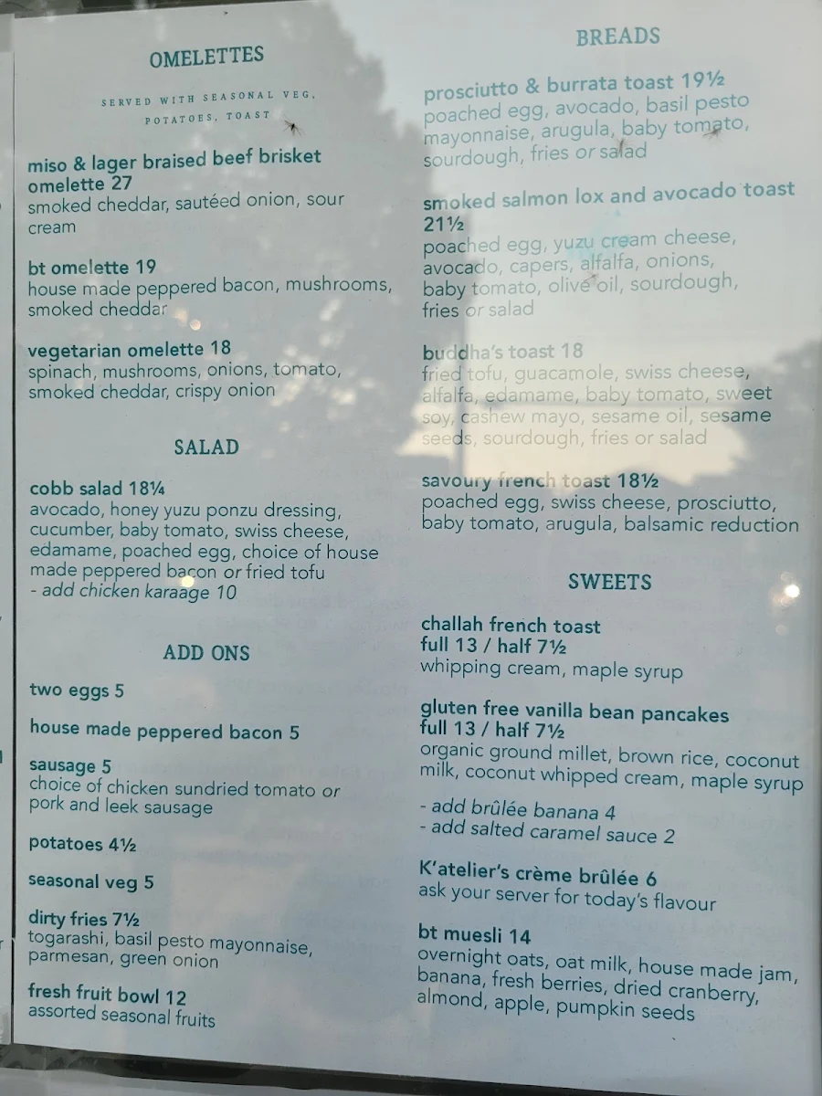 Menu, Breakfast Table Steveston
