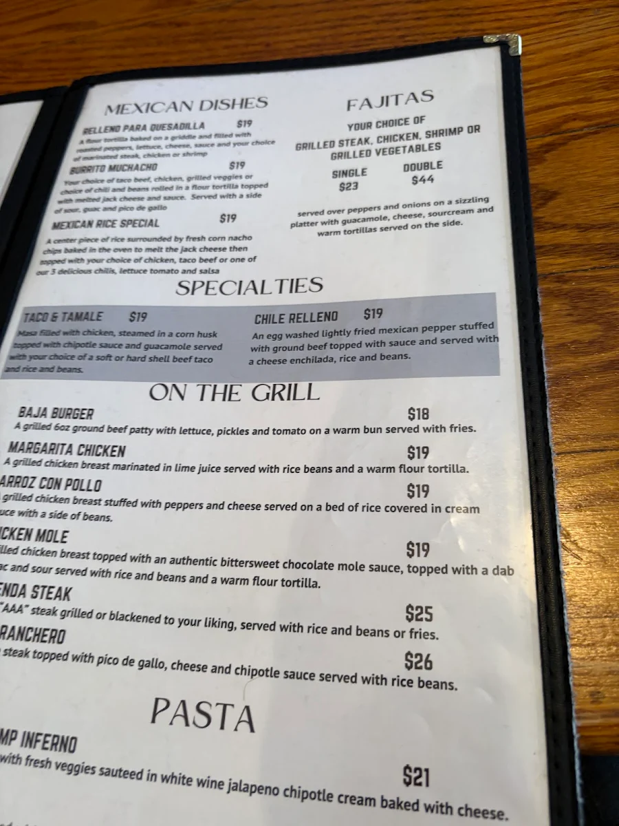 Menu, Bella Jacks