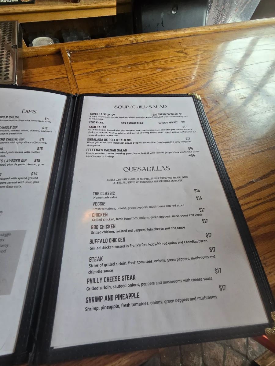 Menu, Bella Jacks