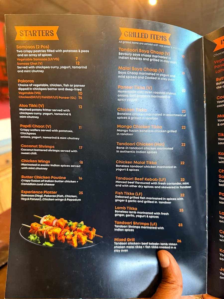Menu, Indian Kitchen