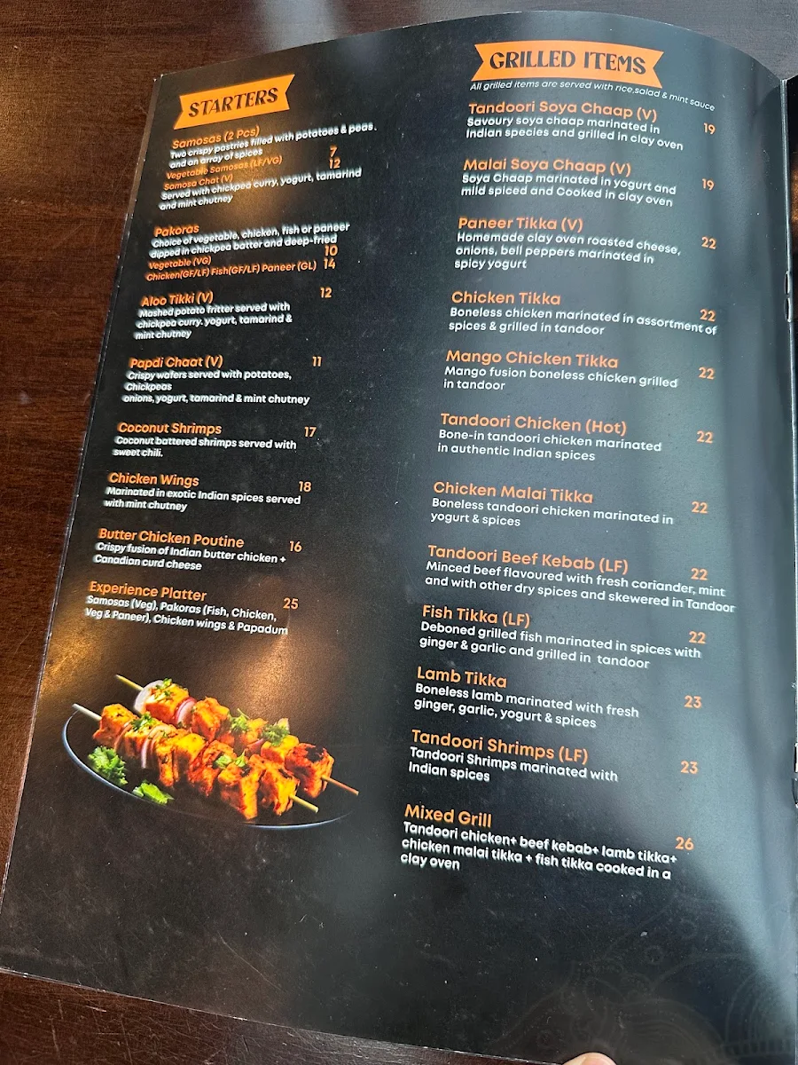 Menu, Indian Kitchen