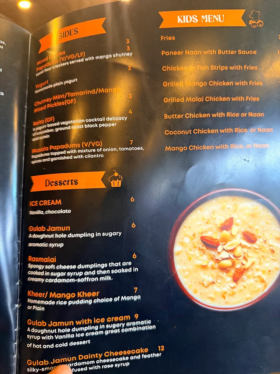 Menu, Indian Kitchen
