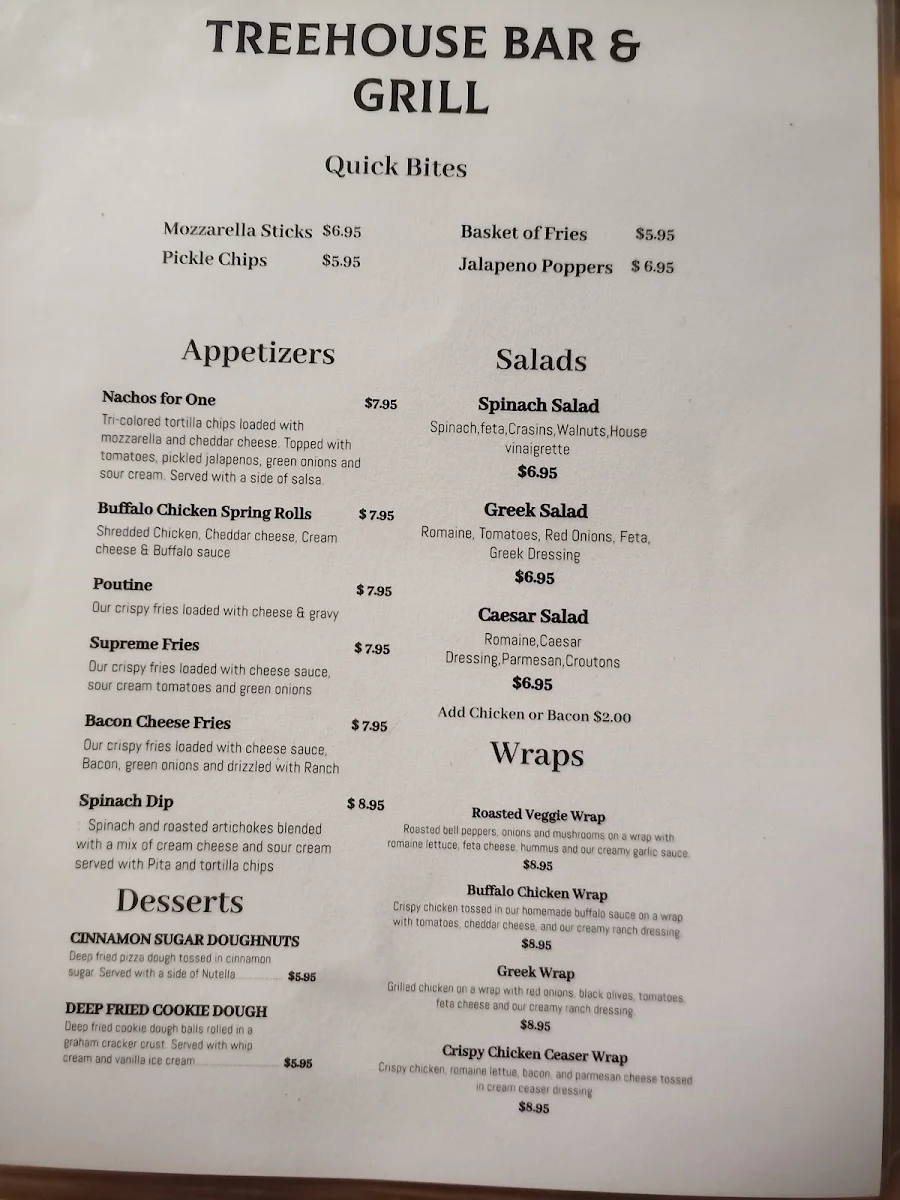 Menu, Treehouse