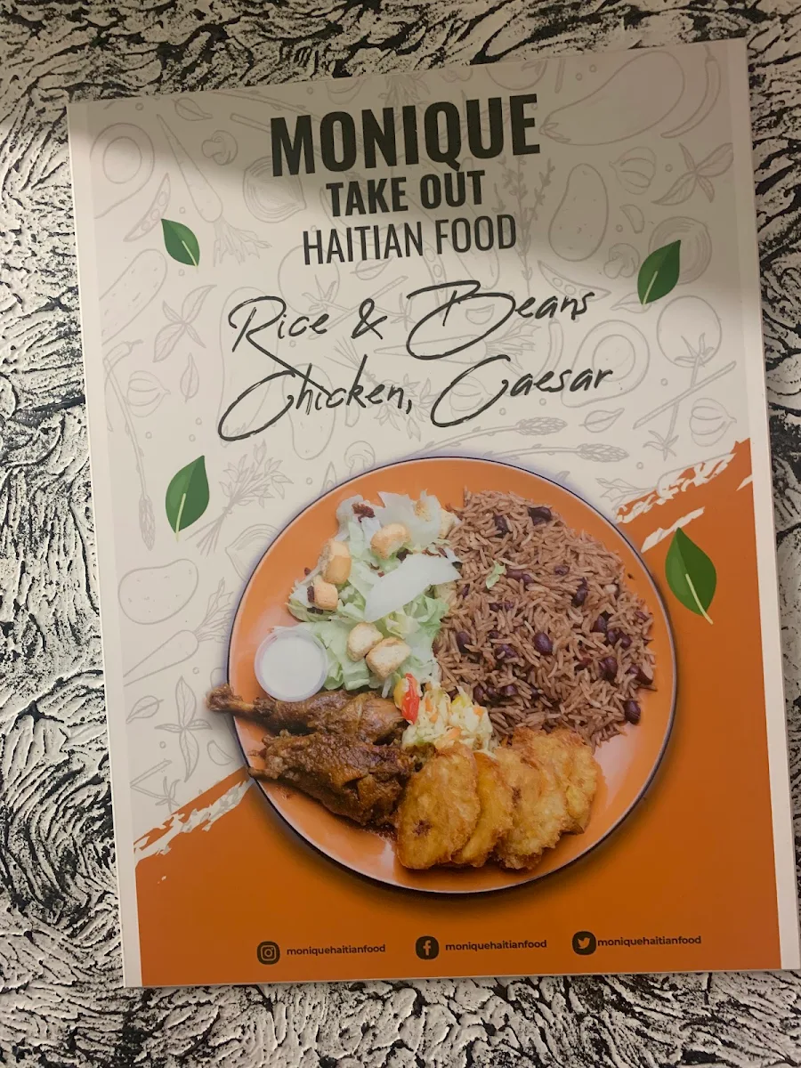 Menu, Monique Haitian Food