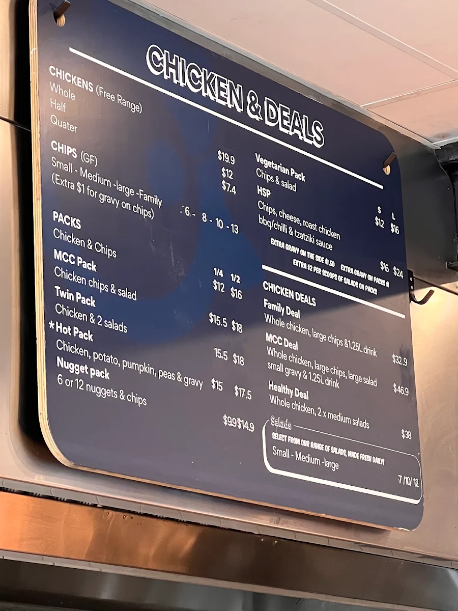 Menu, Melbourne Charcoal Chicken