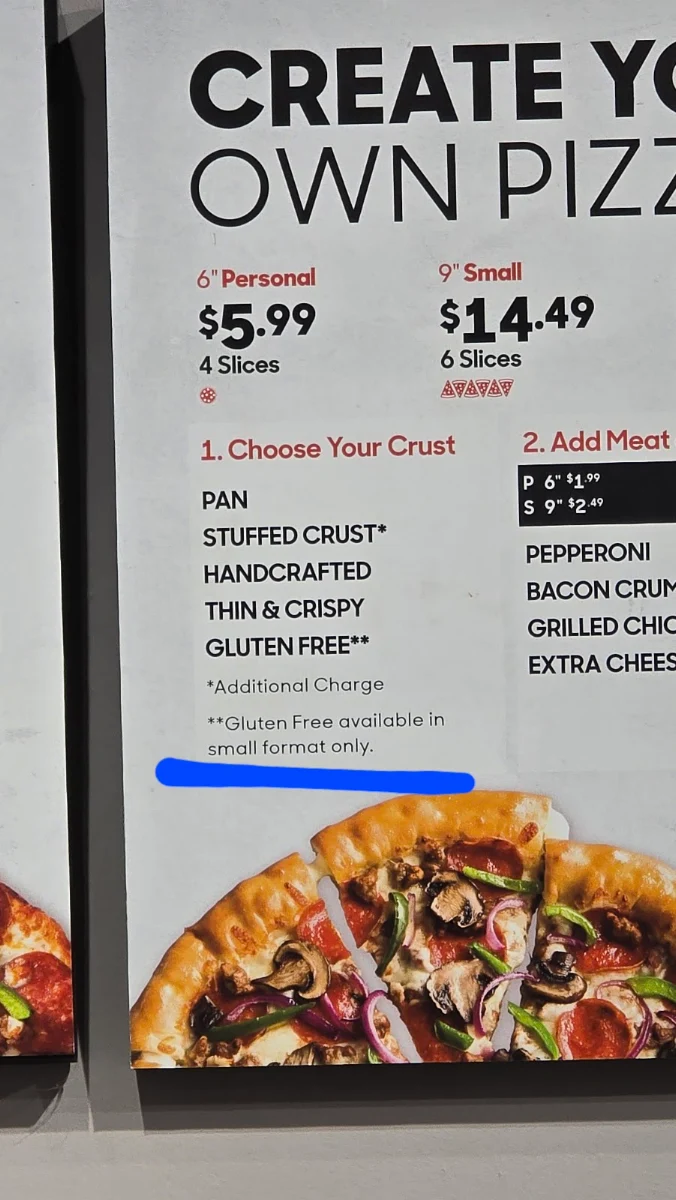 Menu, Pizza Hut