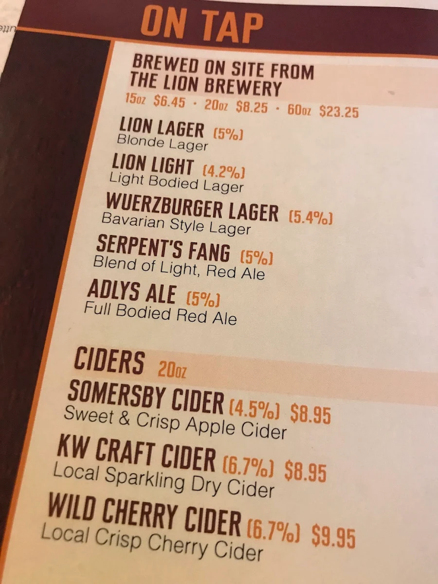 Menu, Barley Works