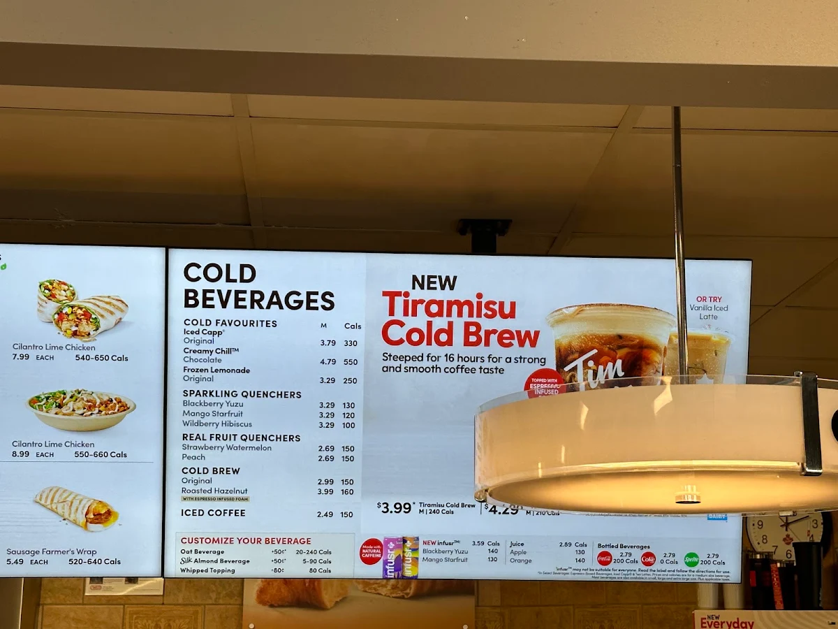Menu, Tim Hortons