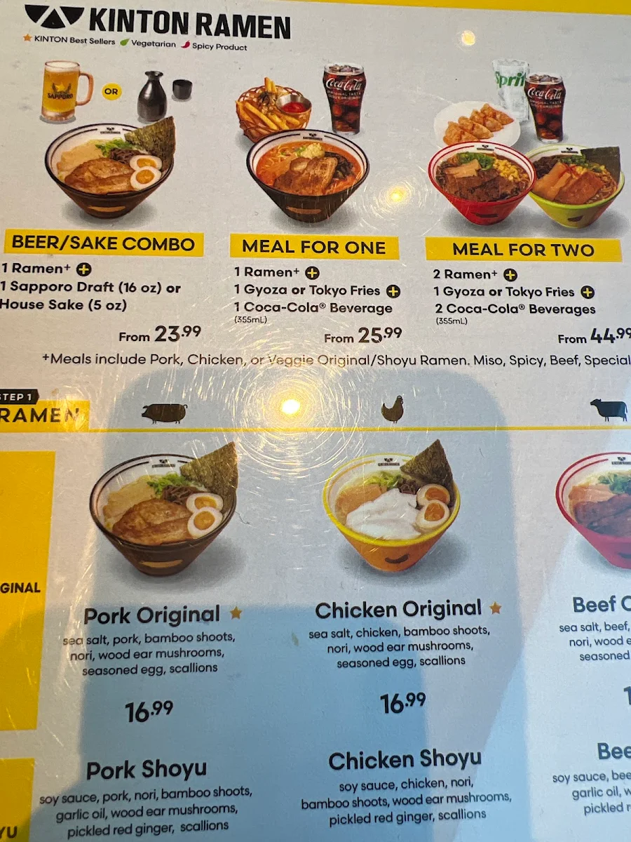 Menu, KINTON RAMEN MCARTHURGLEN DESIGNER OUTLET YVR