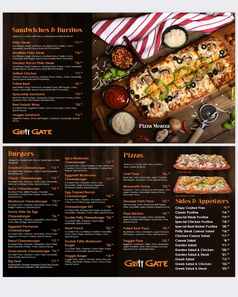 Menu, Grill Gate