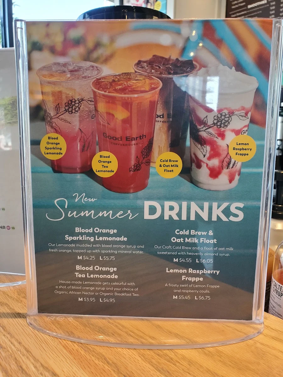 Menu, Good Earth Coffeehouse - Verve, East Village