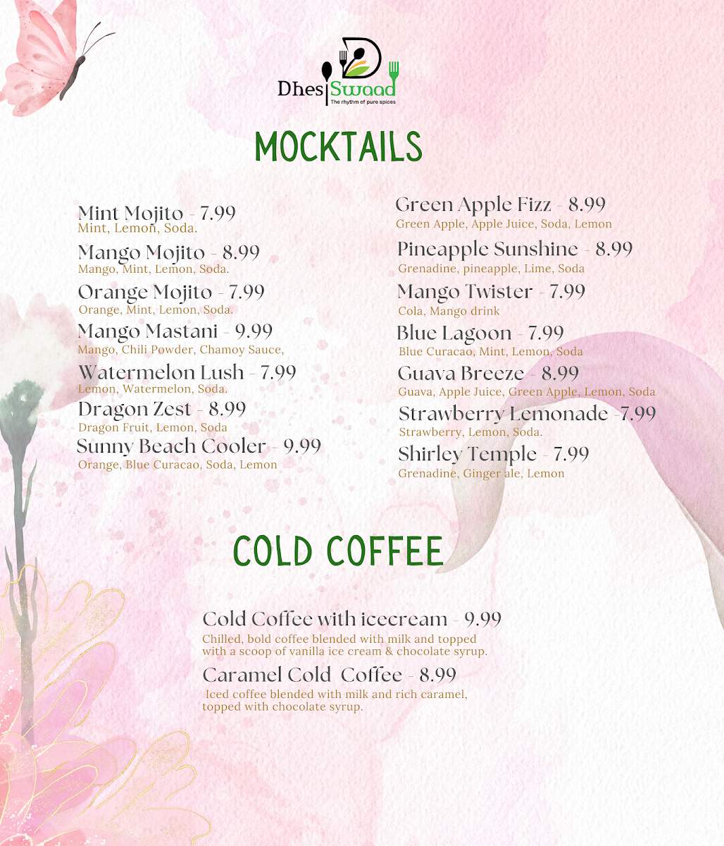 Menu, Dhesi Swaad