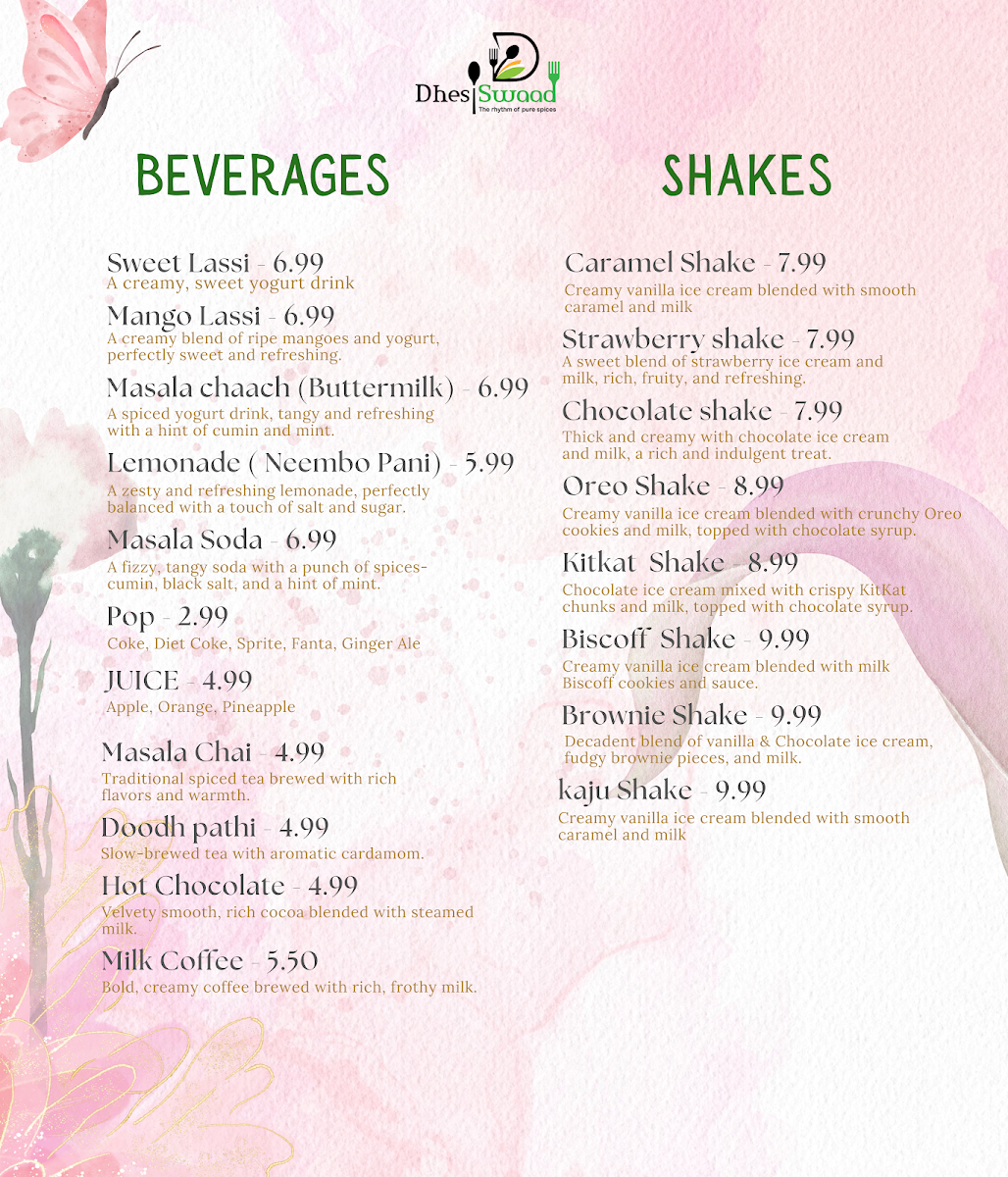 Menu, Dhesi Swaad