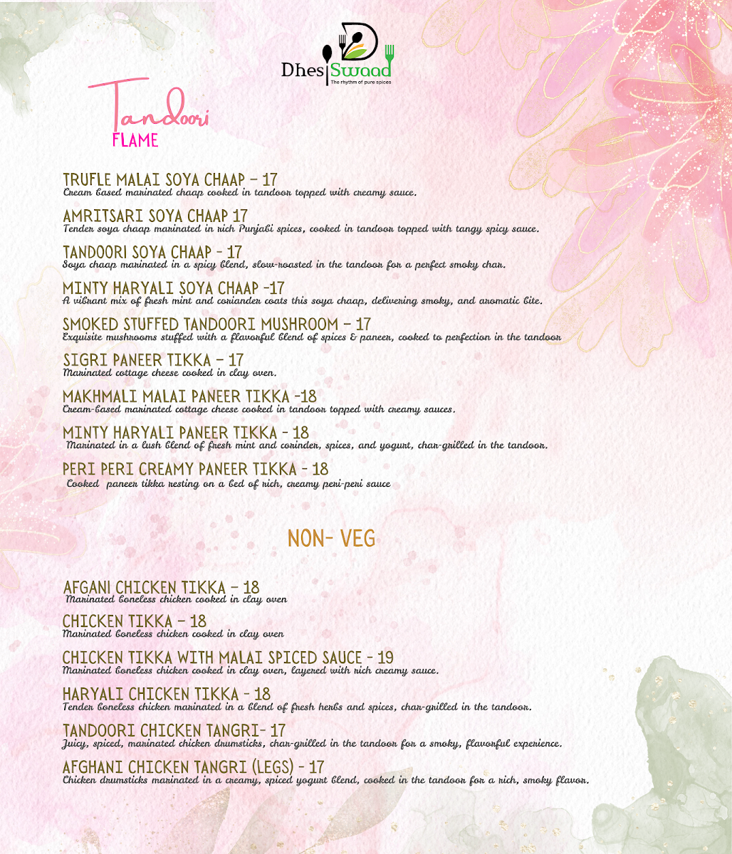 Menu, Dhesi Swaad