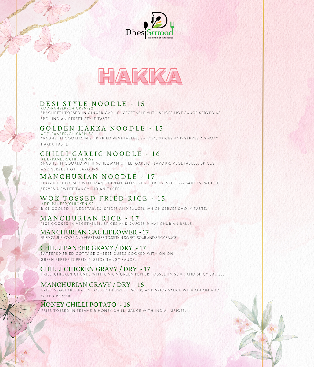 Menu, Dhesi Swaad