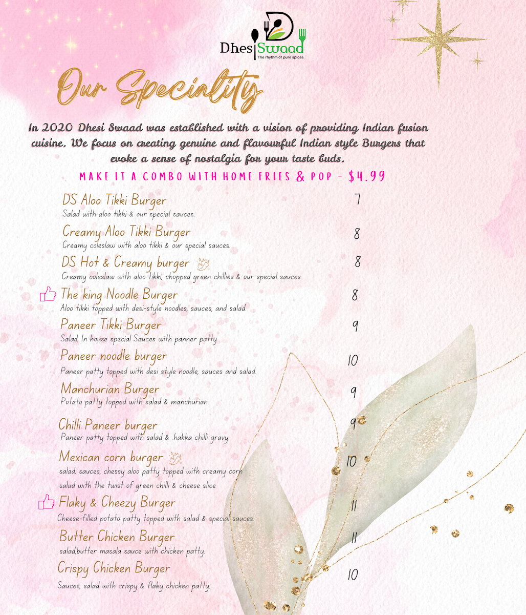 Menu, Dhesi Swaad
