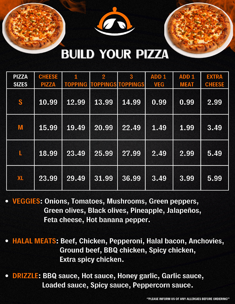 Menu, Pizza & Smash Burger