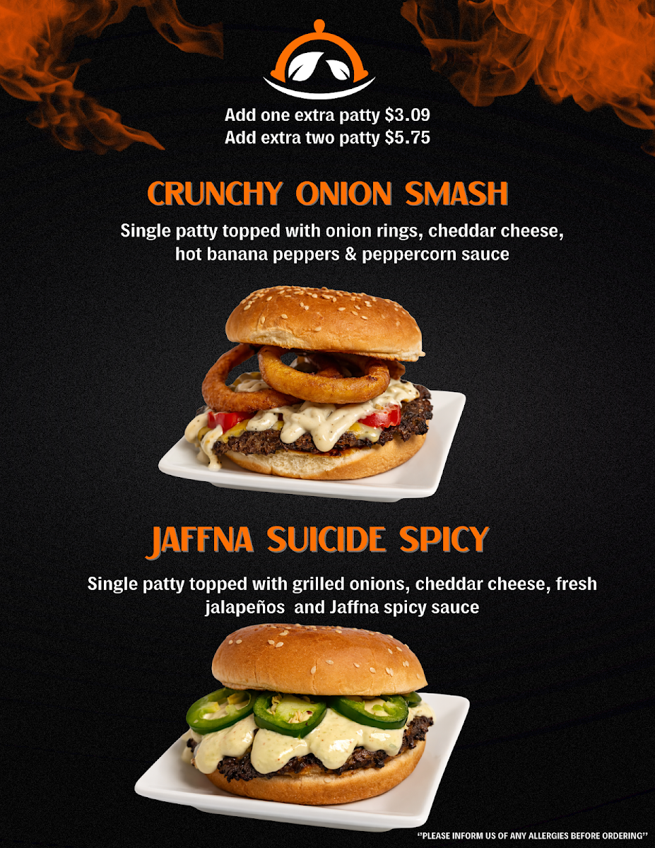 Menu, Pizza & Smash Burger
