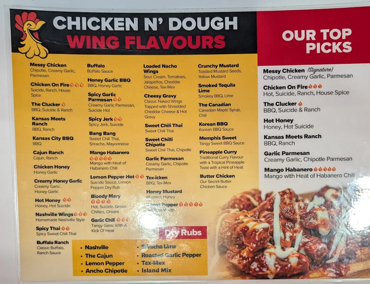 Menu, Chicken N’ Dough Express
