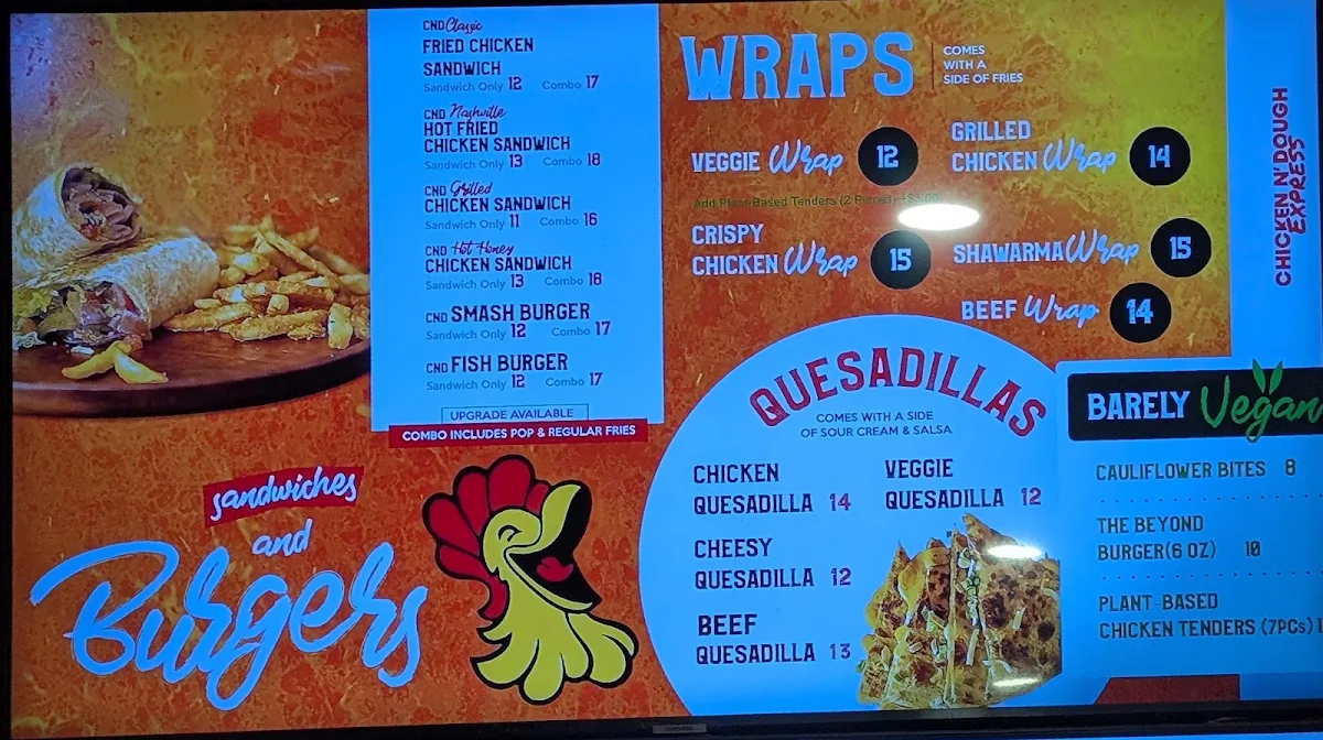 Menu, Chicken N’ Dough Express