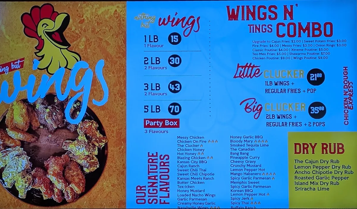 Menu, Chicken N’ Dough Express