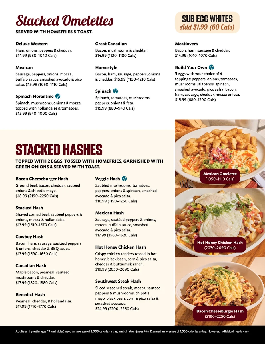 Menu, Stacked Pancake & Breakfast House