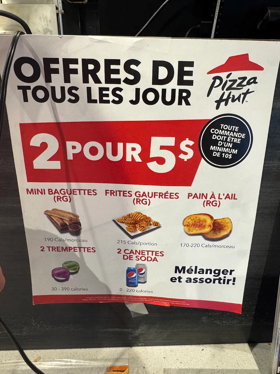 Menu, Pizza Hut