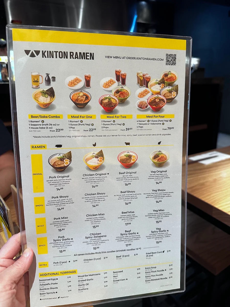 Menu, KINTON RAMEN OTTAWA