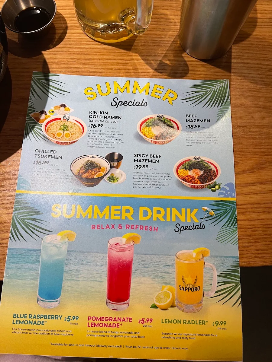Menu, KINTON RAMEN OTTAWA