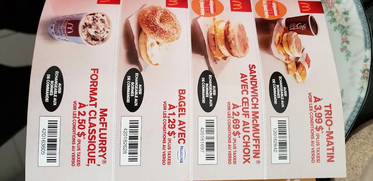 Menu, McDonald's