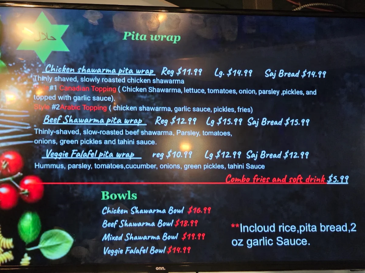 Menu, Fattoush Mediterranean Grill