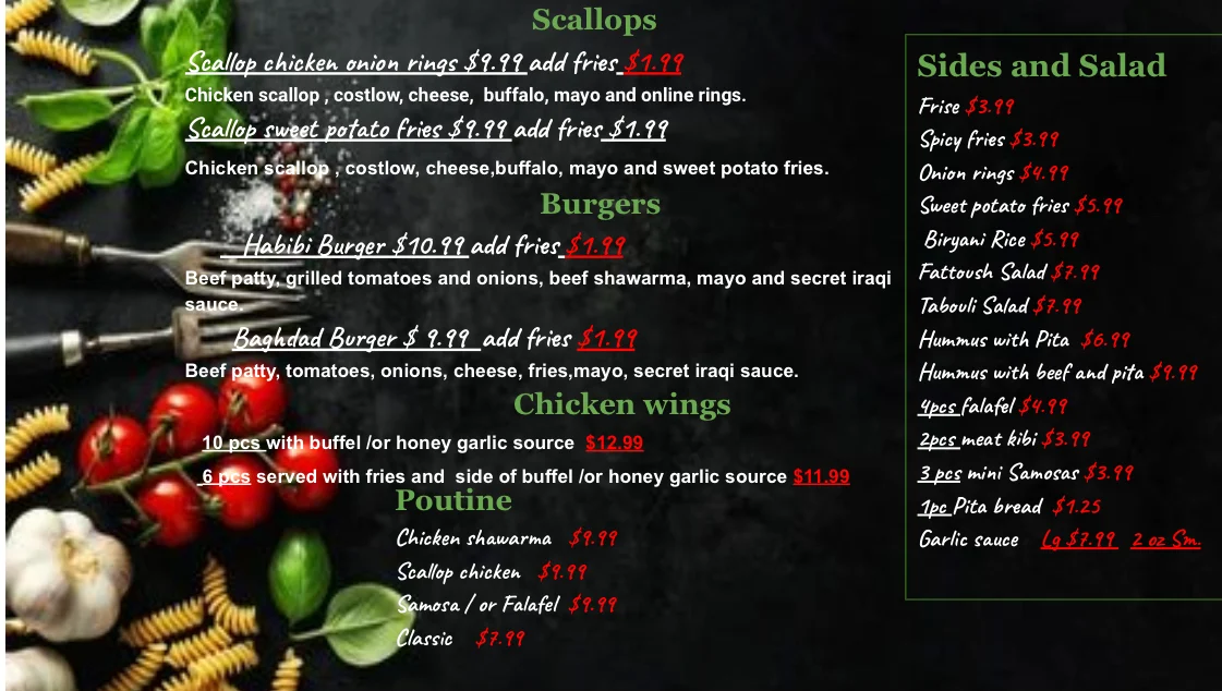 Menu, Fattoush Mediterranean Grill